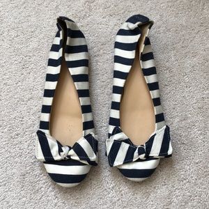EUC J. Crew Striped Bow Flats